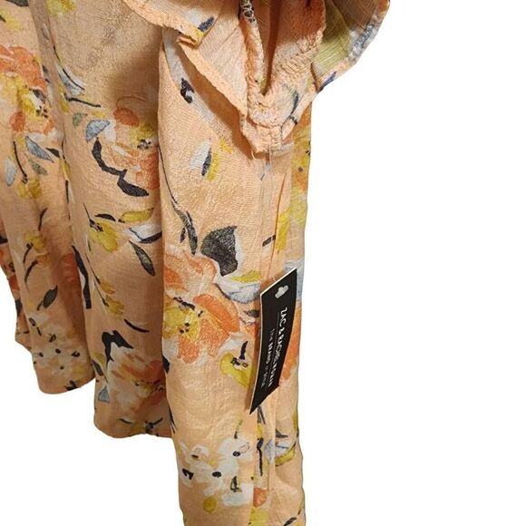 Zac & Rachel NWT 2x Peach Flowy Lace Trim Lightweight Floral Top - Picture 4 of 7